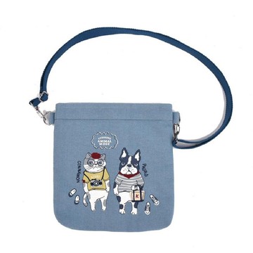 Kusuguru Japan 手機包 小物收納 肩背斜背兩用隨身包 -藍色