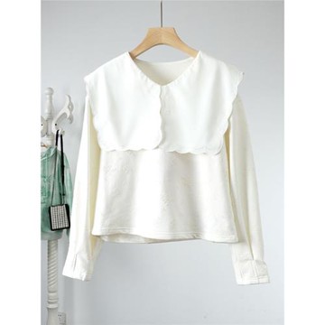 諾諾E站【町】春季新款女裝尾貨純色百搭圓領長袖t恤打底衫 剪標