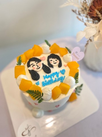 人像繪圖 4吋蛋糕 女兒 家人 客製化 生日蛋糕 鑠甜點 自取 紀念