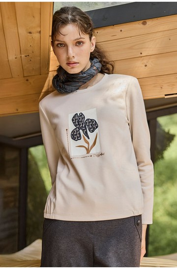 鳶尾花貼布繡針織衫