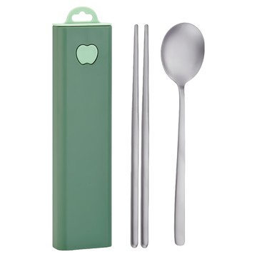 川本之家 鈦進化餐具3件組 JA-SH3  1套  筷子 + 湯匙 + 收納盒  綠色