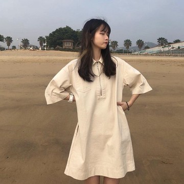 年新款早春設計感小眾法式復古溫柔風初戀白色t恤連衣裙女夏