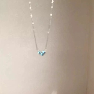 爆款直降價 女生項鍊 飾品  鎖骨鏈 冰藍迷你愛心鈦鋼項鍊女輕奢小衆ins氣質高級感吊墜鎖...