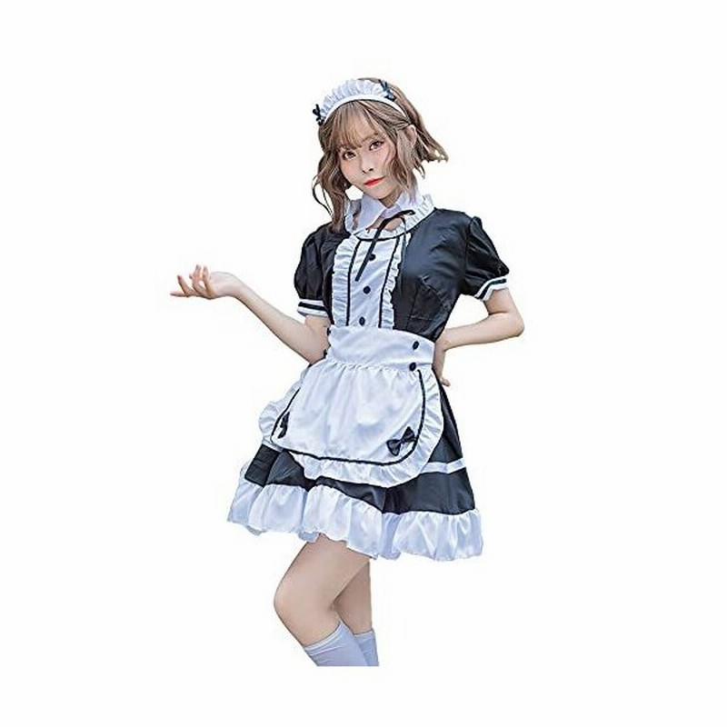 メイド服 定番 カフェ ワンピース コスチューム アニメ コスプレ衣装 可愛い 萌え メイドコス 白x黒 レディース L 163 168cm 黒x 通販 Lineポイント最大0 5 Get Lineショッピング