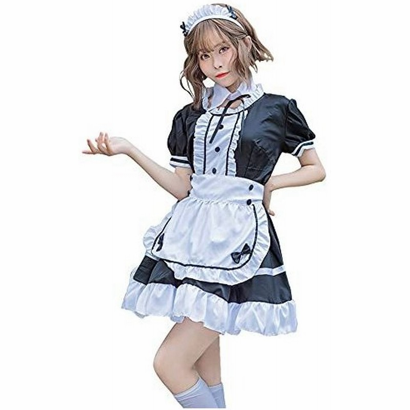 メイド服 定番 カフェ ワンピース コスチューム アニメ コスプレ衣装 可愛い 萌え メイドコス 白x黒 レディース L 163 168cm 黒x 通販 Lineポイント最大0 5 Get Lineショッピング