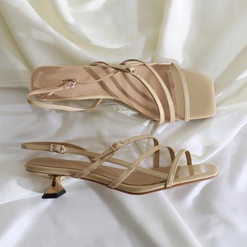 蓮花府邸原創新款細帶涼鞋露趾貓跟簡約時尚涼鞋百搭氣質通勤女鞋