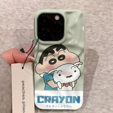抱小白小新 適用蘋果17Promax手機殼iPhone16Plus軟殼15隕石紋理14大孔13波浪紋12趣味11保護殼