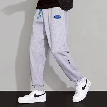 +臺灣發貨 運動褲 韓系潮流休閒褲 灰色束口褲 口褲 秋季新款百搭長褲男 多色可選 潮流褲子 抽繩直筒男褲 工作褲