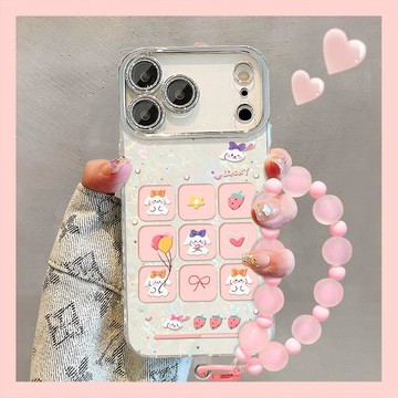格子兔子手鍊適用蘋果17promax手機殼iphone15可愛卡通16全包14女