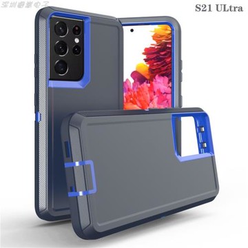 適用三星s21Plus三防機器人撞色硅膠雙面防摔手機殼s21Ultra磨砂