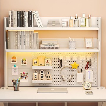 白色桌面收納架 置物架 桌面洞洞板置物架 免打孔學習桌 書桌立式隔板 桌上書架 整理架 收納架  店長優選