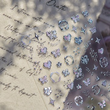💗台灣出貨💗高貴新款夢境輕奢鎏金蝴蝶愛心美甲貼紙金屬星芒y2K甜酷花朵指甲
