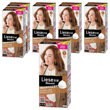 Liese 莉婕 頂級奶霜泡沫染髮劑  1 知性魅力米棕  6盒