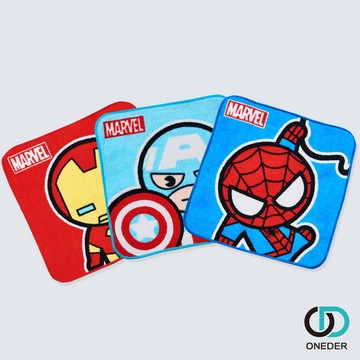 MARVEL  漫威純棉小毛巾 蜘蛛人 美國隊長 鋼鐵人 三入小方巾 ML-DI003 ML-DI004【ONEDER旺