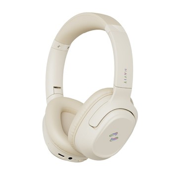 【Havit】H612BT PRO 旋轉折疊180度耳罩式耳機｜米白【三井3C】