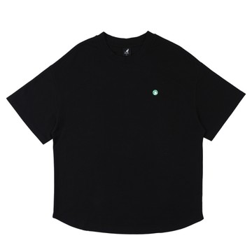 KANGOL 短T 黑色 繡花領 落肩 涼感 弧形下擺 短袖 中性 6625101620