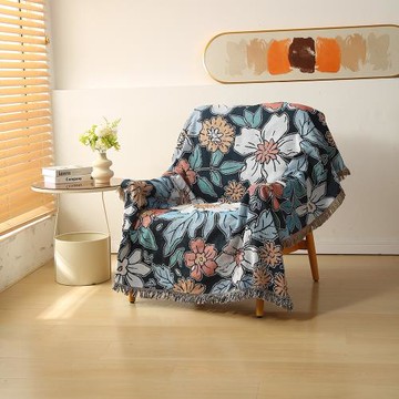 美式鄉村繁花線毯沙發巾露營毯航空休閑毯午睡蓋毯一件代發跨境供