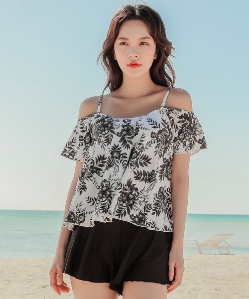 Lace Ladies ショートパンツ付オフショルビキニ タンキニ 水着3点セット Women 水着 着物 浴衣 水着 通販 Lineポイント最大0 5 Get Lineショッピング