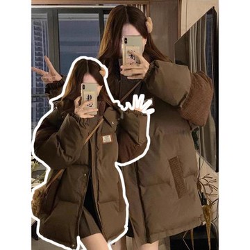 大碼女裝胖mm復古拼接連帽羽絨棉服女冬季設計感寬松時尚加厚外套
