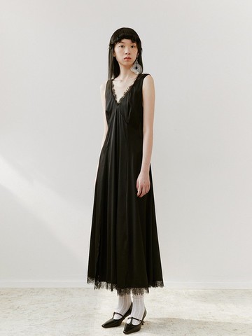 【蕾絲】新中式復古中國風 黑色吊帶/禮服連衣裙