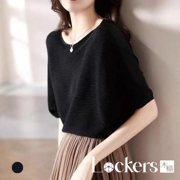 【Lockers 木櫃】夏季寬鬆五分蝙蝠袖上衣 L112062602