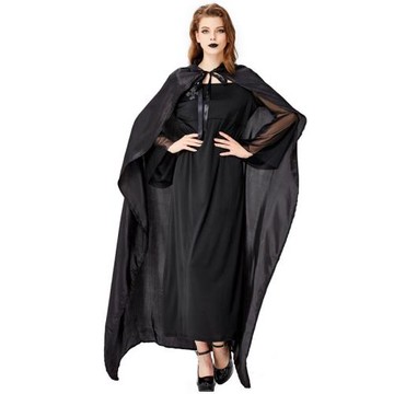 時尚新款cosplay黑色連帽系帶斗篷萬圣節披風角色扮演舞臺演出服*