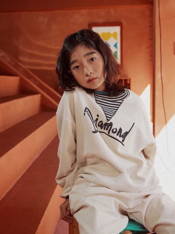 Diamond Standard Fit Cotton Sweatshirt [Ivory]