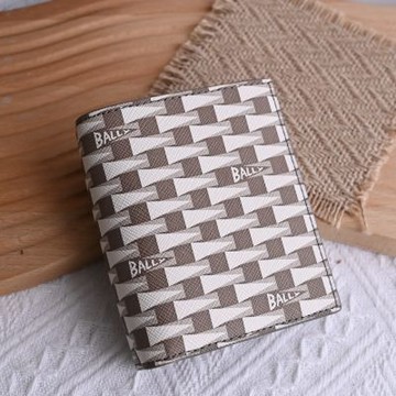 BALLY PNT 品牌印花釦式零錢短夾(淺棕)