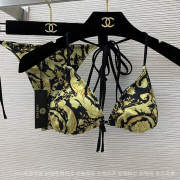 免運 台灣出貨 新款彩色經典印花爆款修身顯瘦抽繩露背比基尼溫泉旅行度假泳衣女限時下殺 0710