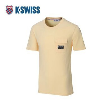 K-SWISS 棉質吸排T恤 LABEL POCKET TEE 男短袖 吸濕排汗 男上衣 橙色 108074-770