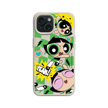 iPhone 15 SolidX 貝殼灰 - The Powerpuff Girls 飛天小女警 - 毛毛 - 可愛格紋款
