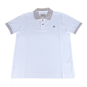 Vivienne Westwood左胸經典土星LOGO男士POLO衫(白)