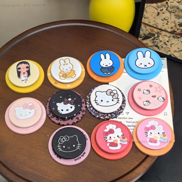 韓系ins可愛少女心kt貓卡通圖案 磨砂菲林 MagSafe磁吸支架適用手機殼懶人桌面支撐便攜式折疊可調節遊戲追劇架子