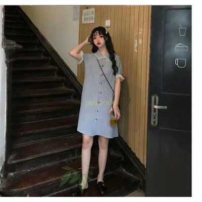 安いワンピース半袖可愛いフリルミニワンピースaライン襟付き学生パフスリーブミニワンピース大人可愛い 通販 Lineポイント最大get Lineショッピング