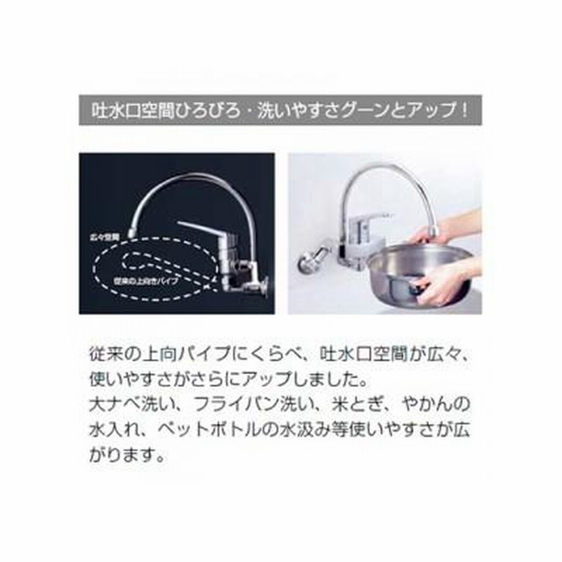 最安値挑戦！ 蛇口屋KM5000TSS KVK シングルレバー式混合栓 スワン型