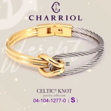 CHARRIOL夏利豪 Bangle Celtic KNOT雙色手環 金色鐲+銀索S款 C6(04-104-1277-0)