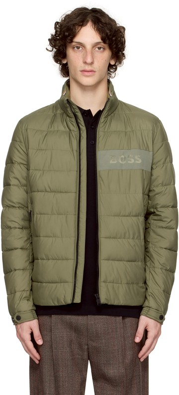 BOSS 绿色 Water-Repellent Regular-Fit Logo 填充夹克