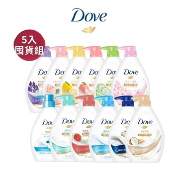 【Dove多芬】官方直營 滋養柔嫩/go fresh水嫩沐浴乳900ml 5入組(多款任選)