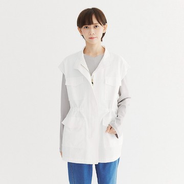 【Simply Yours】內抽繩縮腰工裝背心外套 白F