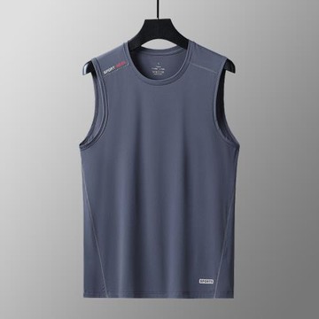 2023夏季新款冰絲背心男士速干透氣短袖運動健身無袖寬松大碼T恤