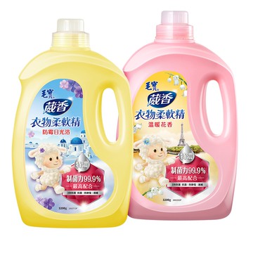 【蝦皮直營】毛寶 衣物柔軟精 罐裝3200g/補充包1900g (溫暖花香/防霉日光浴)