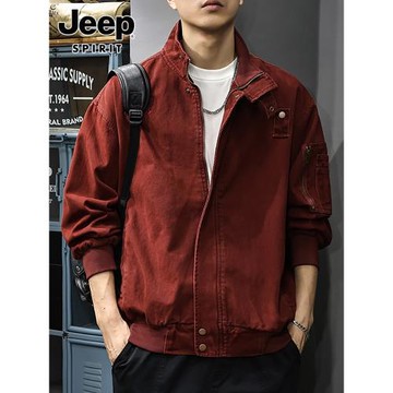 吉普夾克男士2025冬季休閑寬松加絨加厚新款潮牌純棉工裝外套男款