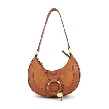 SEE BY CHLOE HANA羊皮拼麂皮半月肩背包(棕色)