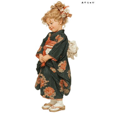 【12月新品4】07-114-0316 人物貼紙 和服復古