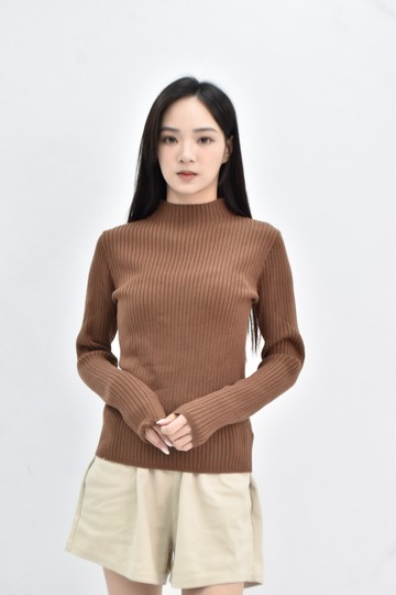 (S) 【catherine私服】質感針織棕色長袖上衣