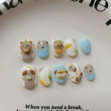 ➕加一✖️三一💅手工穿戴甲卡通手捏手作小衆可愛穿戴美甲成品指甲貼片短款穿戴甲叄壹穿戴甲