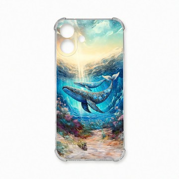 iPhone 16 Plus 殼 TRON IPhone 16 PLUS 大海鯨魚系列 四角防摔殼 手機殼