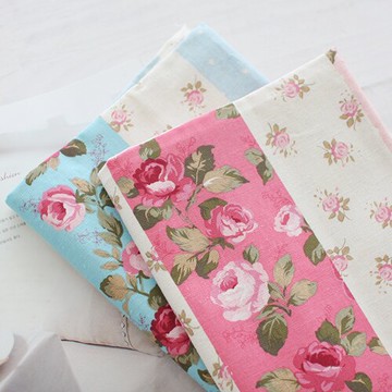 棉麻 DIY手工布料 進口布料 條紋玫瑰花 FL1266