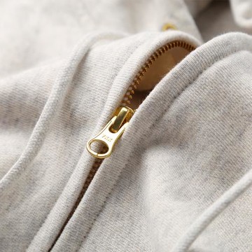 雪花白 460g重磅橫向編織連帽拉鏈衛衣 純色男女同款單穿開衫外套