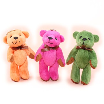 12公分三色小熊 每組3隻 四肢可活動 附珠鏈 婚禮小物 小熊家族 泰迪熊專賣店